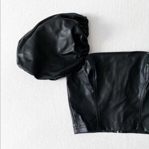 FAUX Leather Puff Crop Top